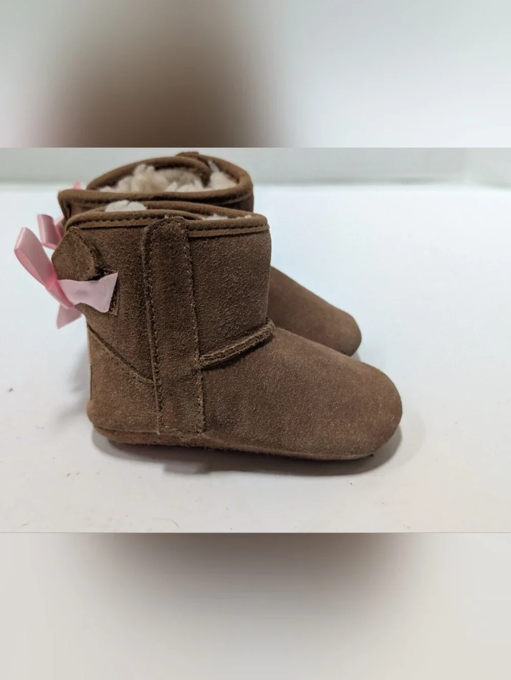 UGG Baby Infant Boots Brown Pink Bow Size 2/3 Girl's